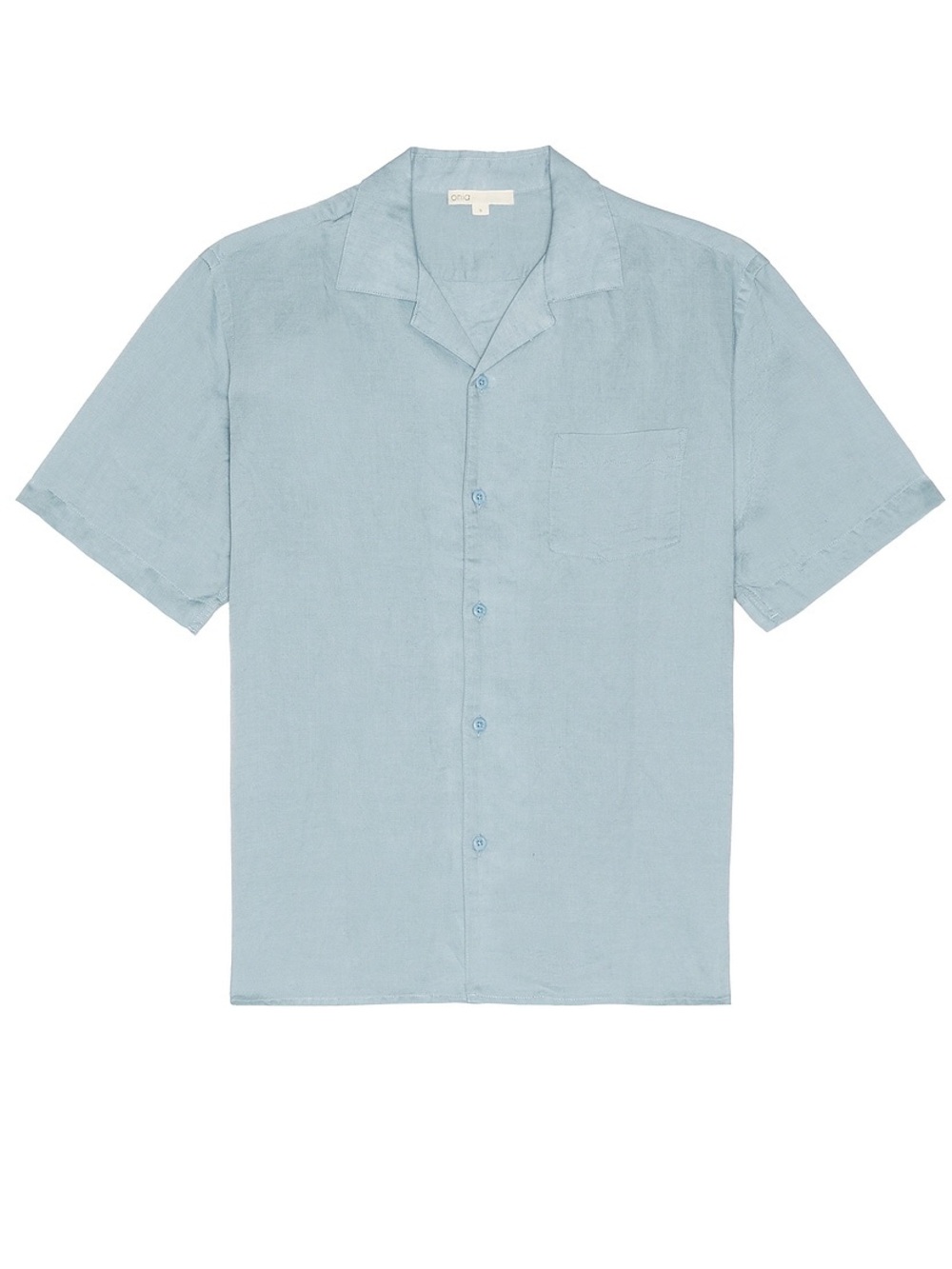 Onia Air Linen Light Blue Short-Sleeve Camp Collar Button Down Shirt